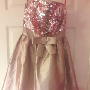 Betsey Johnson glittery pink cocktail dress.